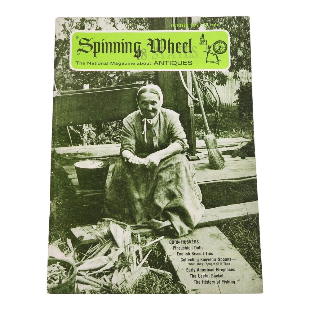 1972 Spinning Wheel National Antique Magazine Pin Cushion Dolls Biscuit Tins